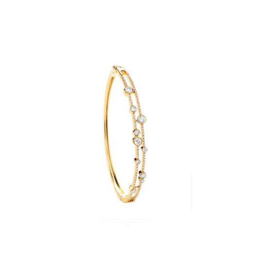 18ct Yellow Gold 1.00ctw Diamond Bubble Bangle Made in London