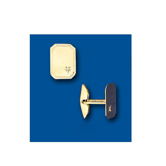 Gold Cufflinks Diamond Set Solid Yellow Gold British Made Hallmarked