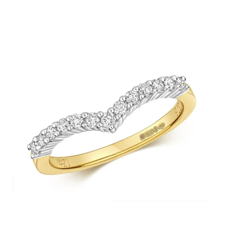 Real Diamond Wishbone Ring Solid Yellow Gold 0.25ctw Claw Set Eternity