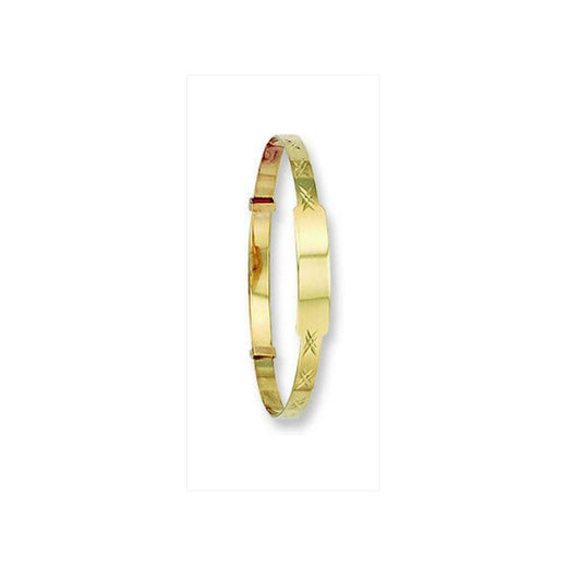 Yellow Gold Expandable Identity Baby Bangle - British Made - Hallmarked