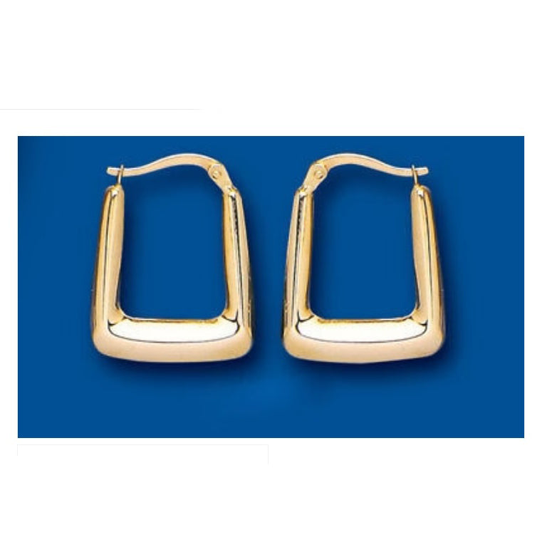 Hoop Earrings Yellow Gold Hoops Handbag Square Creole Hallmarked