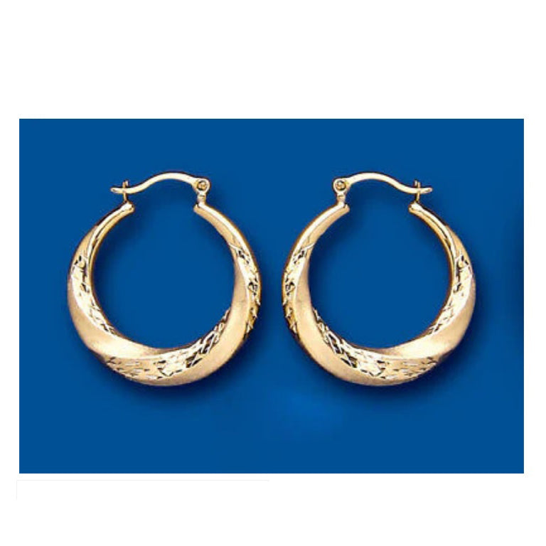 Hoop Earrings Yellow Gold Creole Twist Design 20mm Hallmarked
