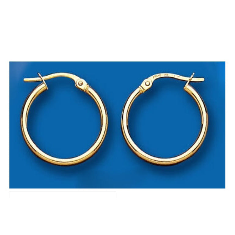 Hoop Earrings Yellow Gold Hoops Creole Plain 18mm Hallmarked