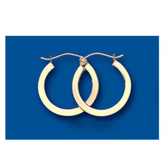 Hoop earrings Yellow Gold Square Edge Hoops Creole 20mm Hallmarked