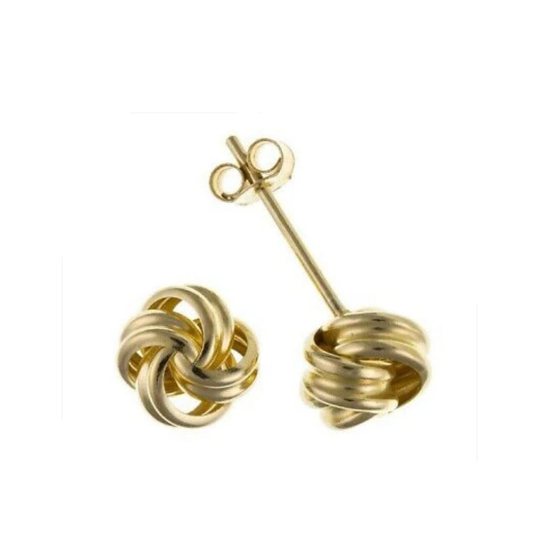 Yellow Gold Knot Stud Earrings Solid 9 Carat Studs 6mm British Made