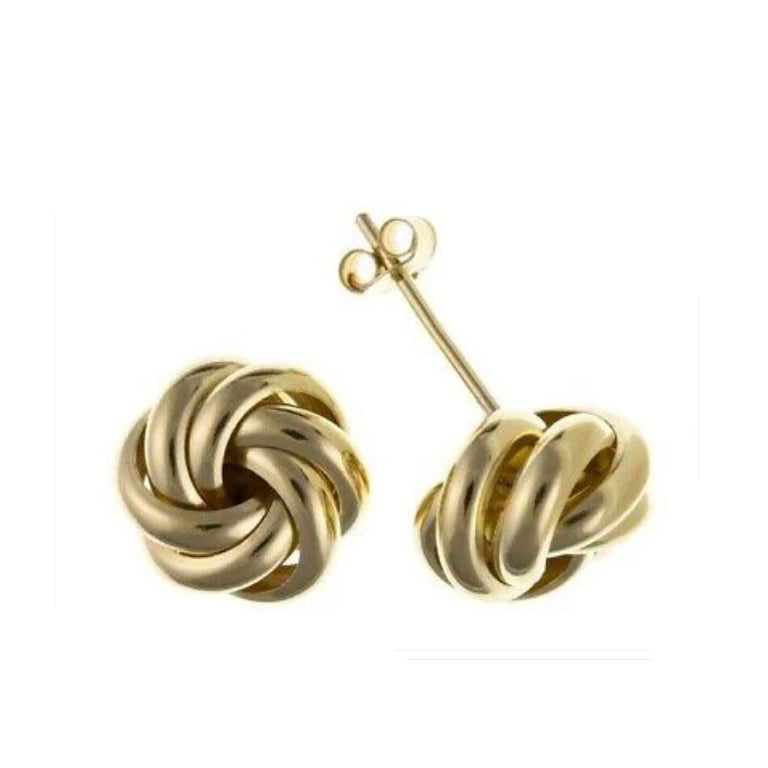 Yellow Gold Knot Stud Earrings Solid 9 Carat Studs 8mm British Made