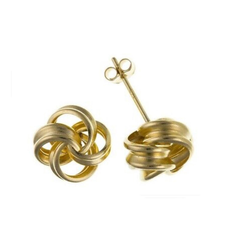 Yellow Gold Knot Stud Earrings Solid 9 Carat Studs 9mm British Made