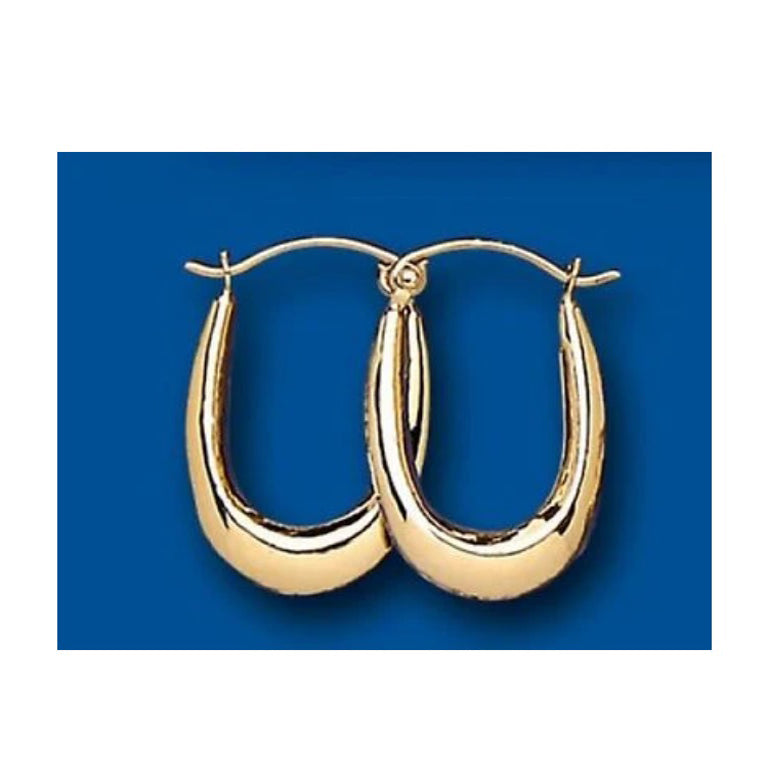 Oval Hoop Earrings Yellow Gold Creole Hoops 19 x 13mm Hallmarked