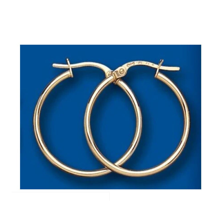 Hoop Earrings Yellow Gold Hoops Creole Slim Design 21mm
