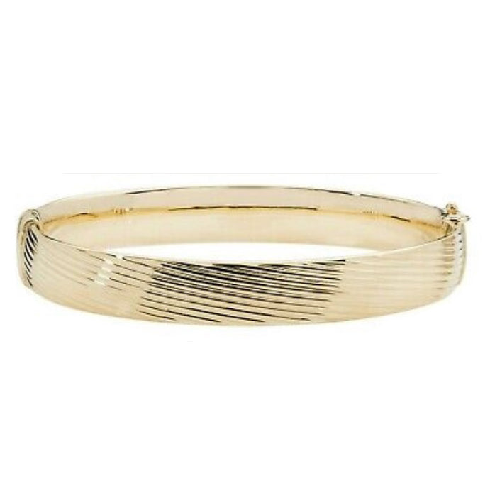 Yellow Gold Wide Bangle Hinged Ladies British Made Hallmarked Womens Bracelet