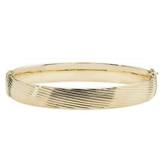 Yellow Gold Wide Bangle Hinged Ladies British Made Hallmarked Womens Bracelet