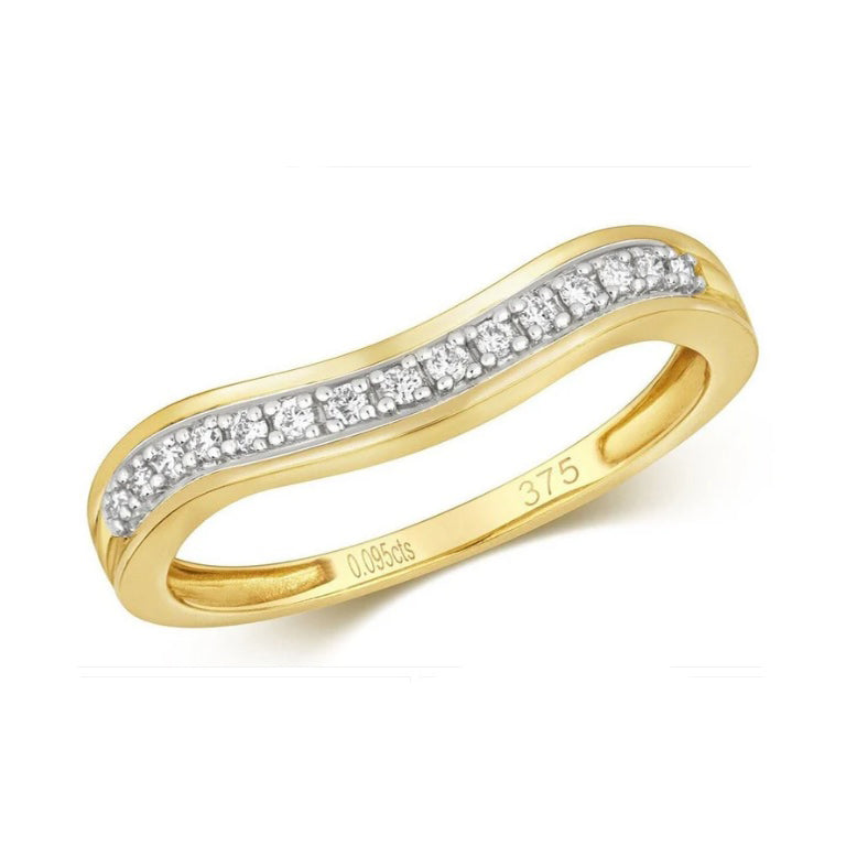 Real Diamond Soft Wishbone Ring Solid Yellow Gold Eternity Anniversary Band