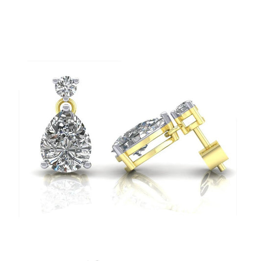 Zircon Pear Drop Earrings Solid 9ct Yellow Gold Fully Hallmarked