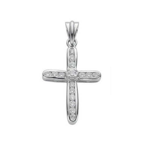 18ct White Gold 0.50ct Diamond Cross Pendant