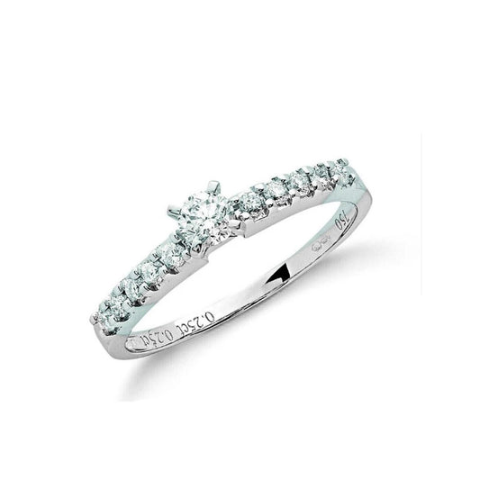 Real Diamond Solitaire Engagement Ring 18ct White Gold 0.50 Carat Weight