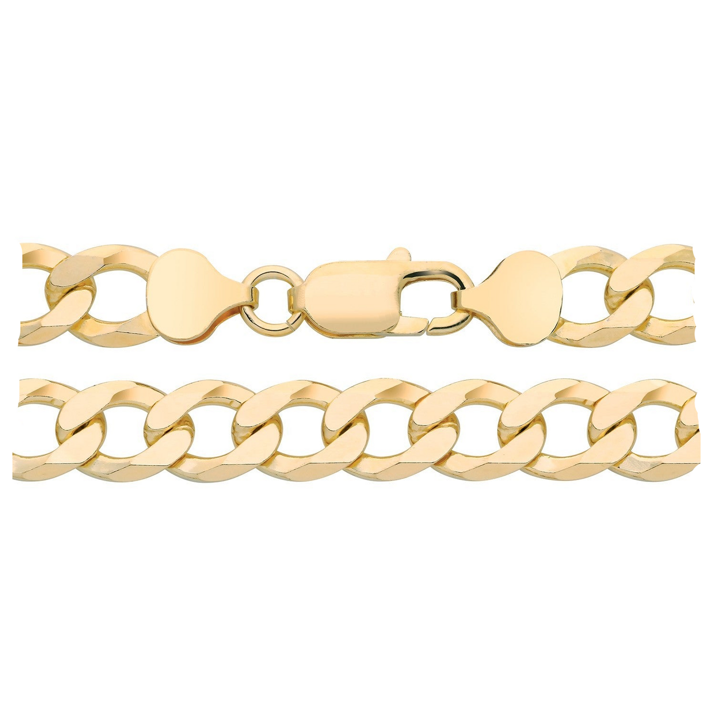 18ct Gold Mens Flat Curb Bracelet featuring a secure clasp and polished links for a sleek look