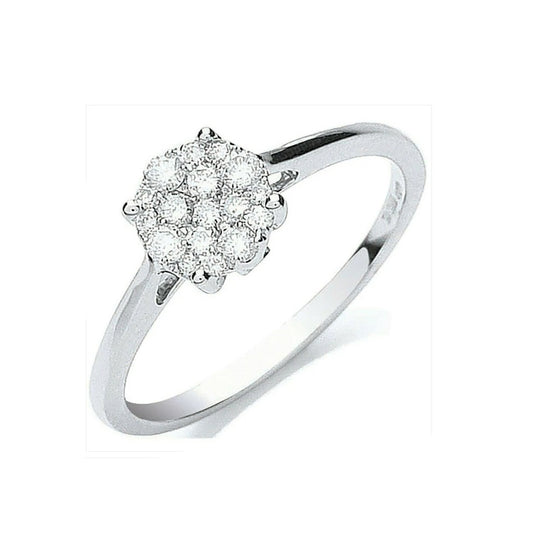 Real Diamond Ring 18ct White Gold 0.25ctw Sizes J K L M N O P Q