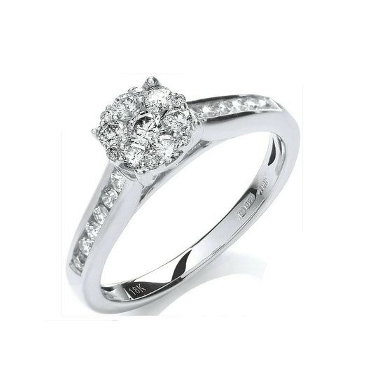 Real Diamond Ring 18ct White Gold 0.50 Carat Weight of Diamonds