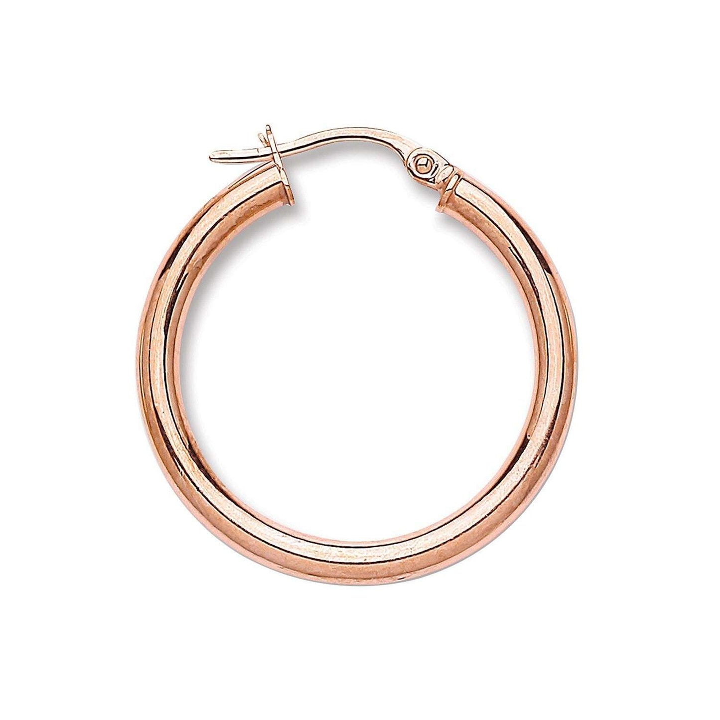 Rose Gold 25mm Hoop Earrings Round Tubular Hoops Hallmarked