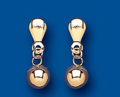 9ct Bead Drop Earrings Yellow Gold Drops Dangly Hallmarked