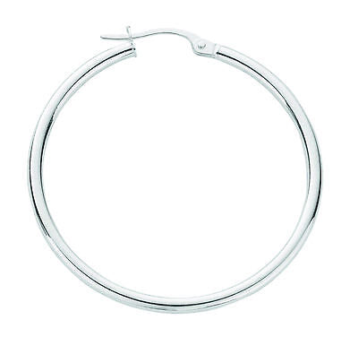 Silver Hoop Earrings Creole Sterling Silver Hoops 43mm Tube 925 hallmark