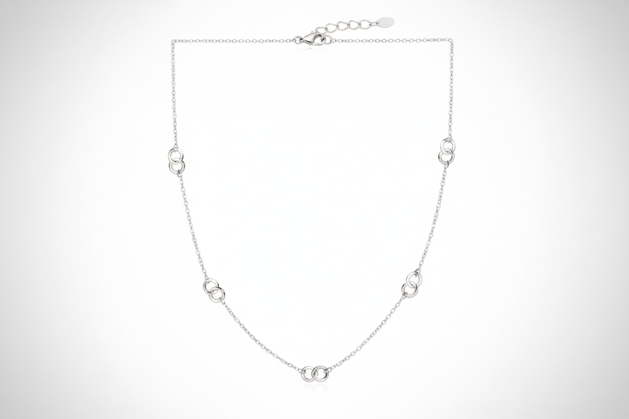 Solid Silver Fancy Necklace Chain 34"
