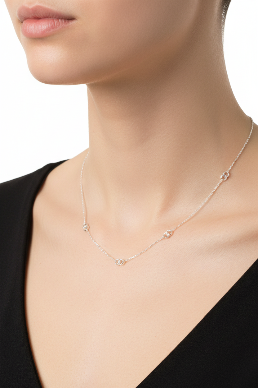 Solid Silver Fancy Necklace Chain 34"