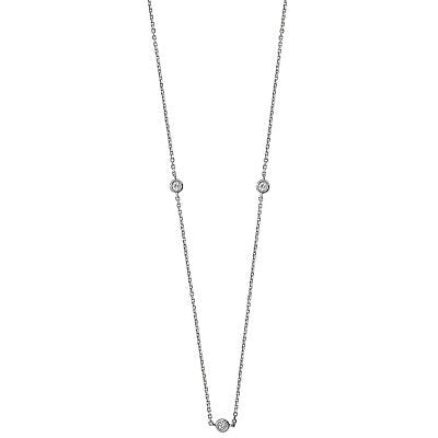 9ct White Gold Diamond Necklace 0.21ctw Real Diamonds 16 - 17" Hallmarked