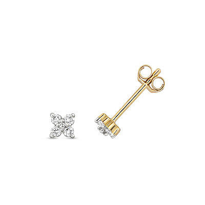 Diamond Stud Earrings 9ct Yellow Gold Premium Diamond 0.11ct Claw Set