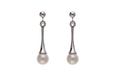 Pearl Set White Gold Pendant and Earrings Drops Hallmarked British Made