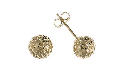 9ct Filigree Ball Stud Earrings Yellow Gold Studs British Made