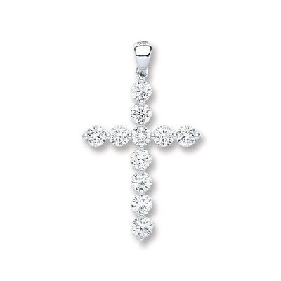 Genuine Diamond Cross Pendant 18ct White Gold 18" 45cm 0.70ctw Premium Diamonds