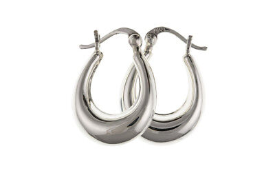 Silver Hoop Creole Earrings 22 x 17mm 925 Hallmark