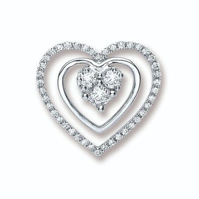 Natural Diamond Heart Pendant 18ct White Gold 18" Chain 0.40ctw Premium Diamonds