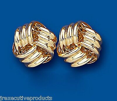 Yellow Gold Knot Stud Earrings Solid 9 Carat Studs 12mm British Made