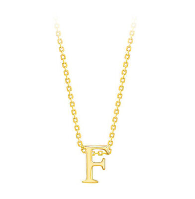 Capital F Initial Pendant 9ct Yellow Gold Ladies Complete With Gold Chain 