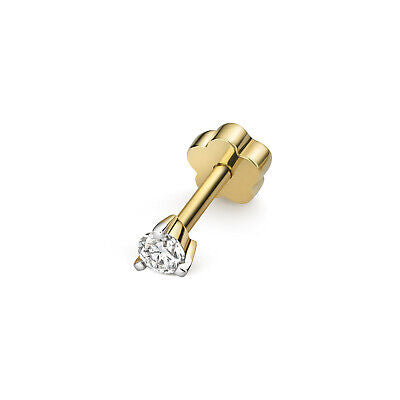 Diamond Solitaire Cartilage Stud Ear Yellow Gold Premium Diamond 0.07ct.