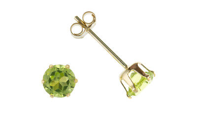 9ct Gold Peridot Earrings Yellow Gold Solitaire 3.5mm Stud August Birthstone
