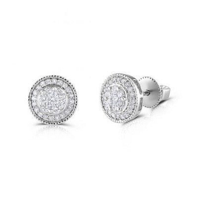 Real Diamond Stud Earrings 9mm Round 18ct White Gold 0.50ctw Mined Diamonds