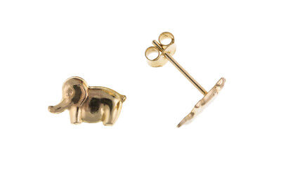 9ct Elephant Stud Earrings Yellow Gold Studs British Made