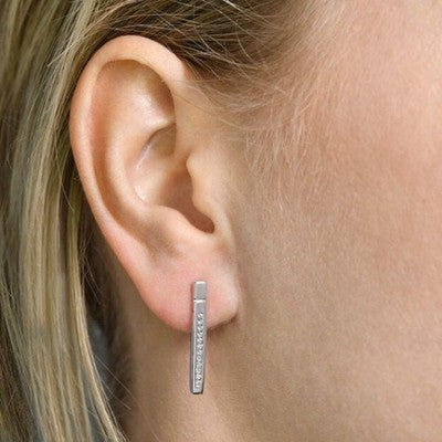 White Gold Diamond Bar Stud Earrings | Ladies Sparkly Minimalist Jewellery Gift