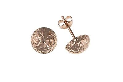 Rose Gold Dome Stud Earrings 7mm 9 Carat 375 Hallmark British Made