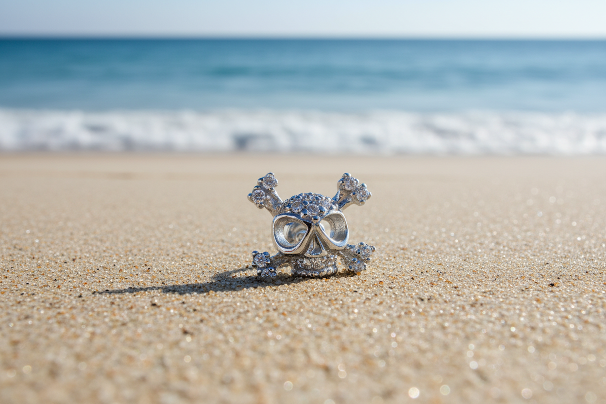 Mens Skull Crossbone Earring 925 Hallmark Stud