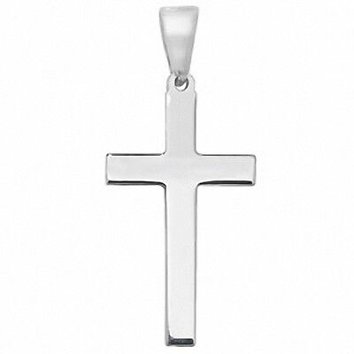 Silver Flat Cross Pendant Necklace 38 x 18mm Handmade 925 Hallmark