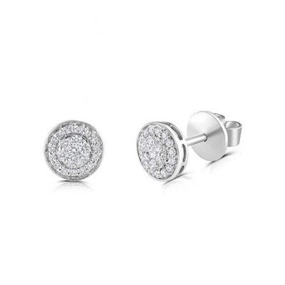 Diamond Round Stud Earrings 18ct White Gold 7mm Diameter 0.25ctw Real Diamonds