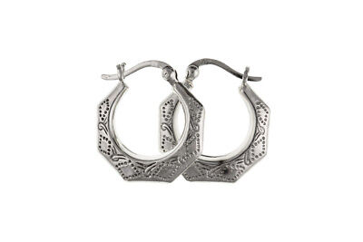 Silver Heptagon Hoop Creole Earrings 23mm 925 Hallmark