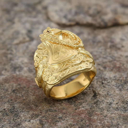 Heavy Gold Saddle Ring Men's Solid 9ct Yellow Gold Hallmarked British made