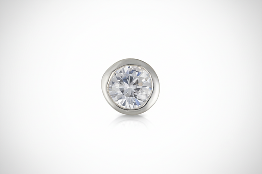 Mens Earring Solitaire Stud Earring Sterling Silver Smooth Set 1 carat Earring