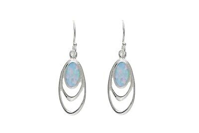 Opal Earrings Sterling Silver Drops 925 Hallmark British Made