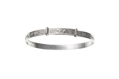 Solid Silver Child's Bangle Age 3-7 years Celtic Design Extendable 925 Hallmark